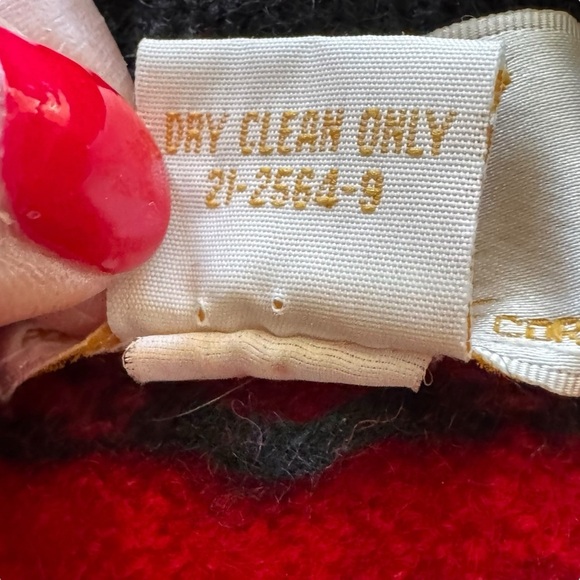 Vintage 100% Boiled Wool Folk Art Knit Cardigan Sweater Women’s Size Large red - Picture 6 of 8